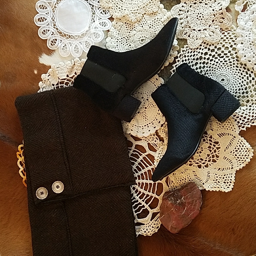 Velvet Snakeskin Boots